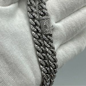 12.0 Ct Simulated Diamond Miami Cuban Link Bracelet White 925 Sterling #406